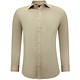 Icke-järn Satinskjorta Slim Fit Långärmad Herr - Beige
