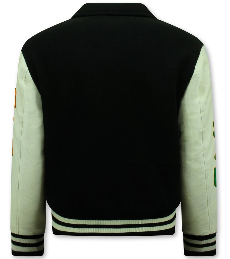 Enos Broderad Vintage Varsity Jacka  Oversized - 851 - Svart