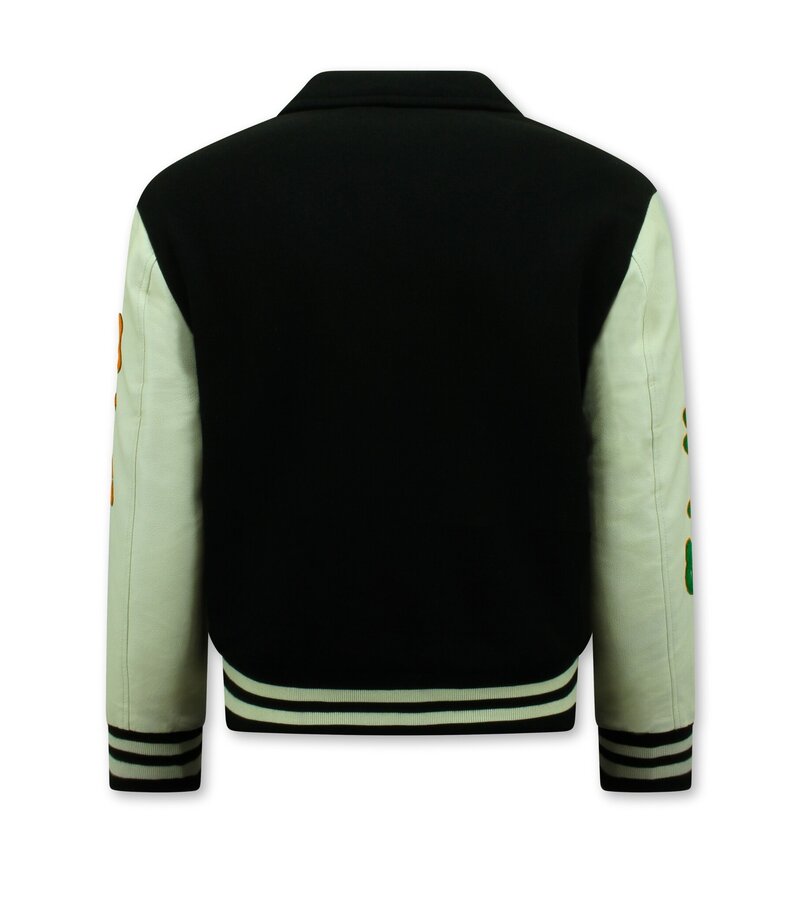 Enos Broderad Vintage Varsity Jacka  Oversized - 851 - Svart