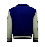 Enos Oversized Collegejackor med Broderade - 851 - Blå