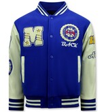 Enos Vintage Oversized American Baseball Jacke Herrar - 7086 - Blå