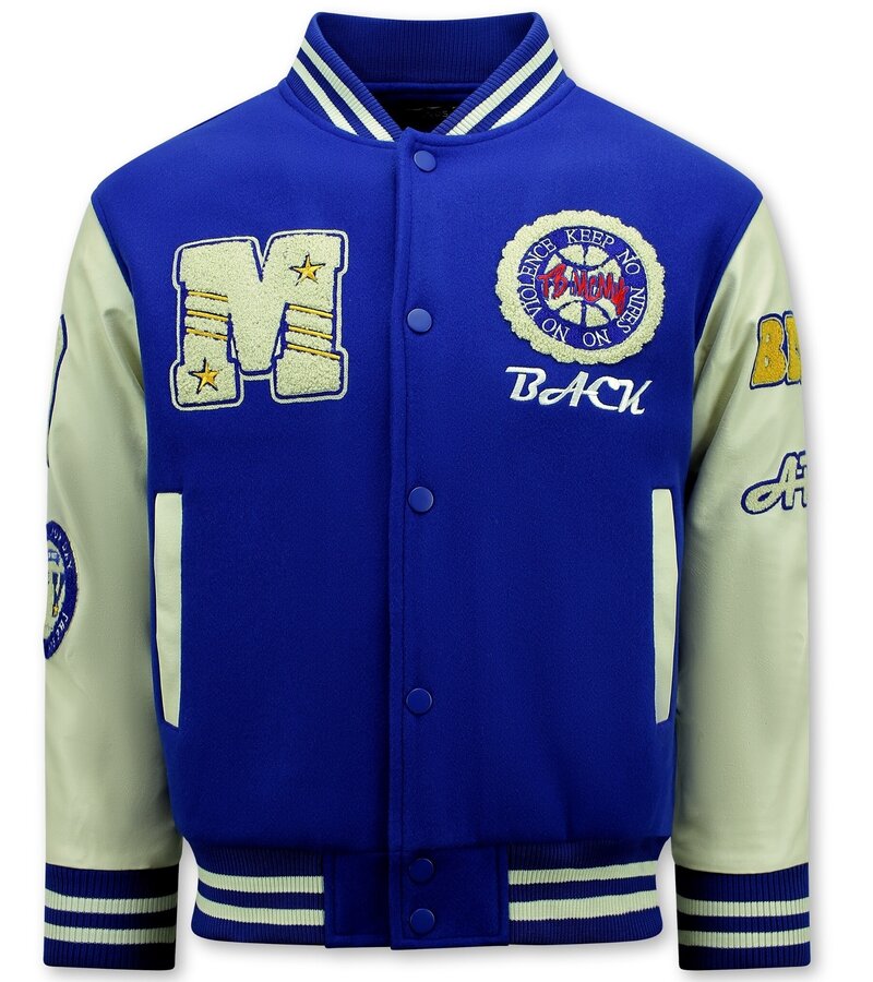 Enos Vintage Oversized American Baseball Jacke Herrar - 7086 - Blå