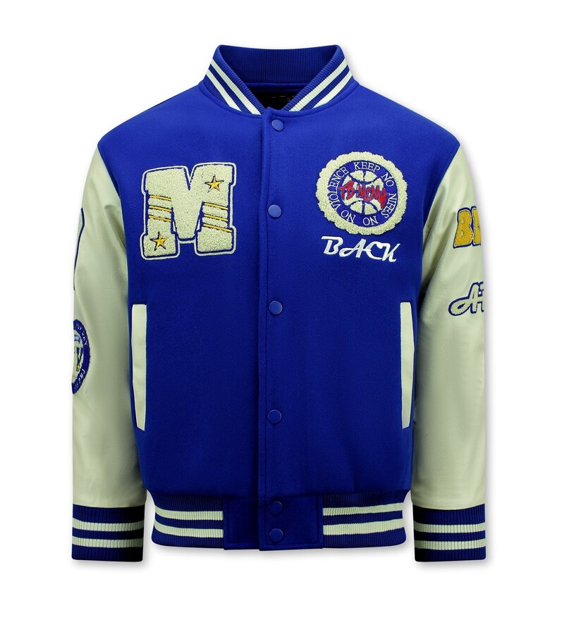 Enos Vintage Oversized American Baseball Jacke Herrar - 7086 - Blå