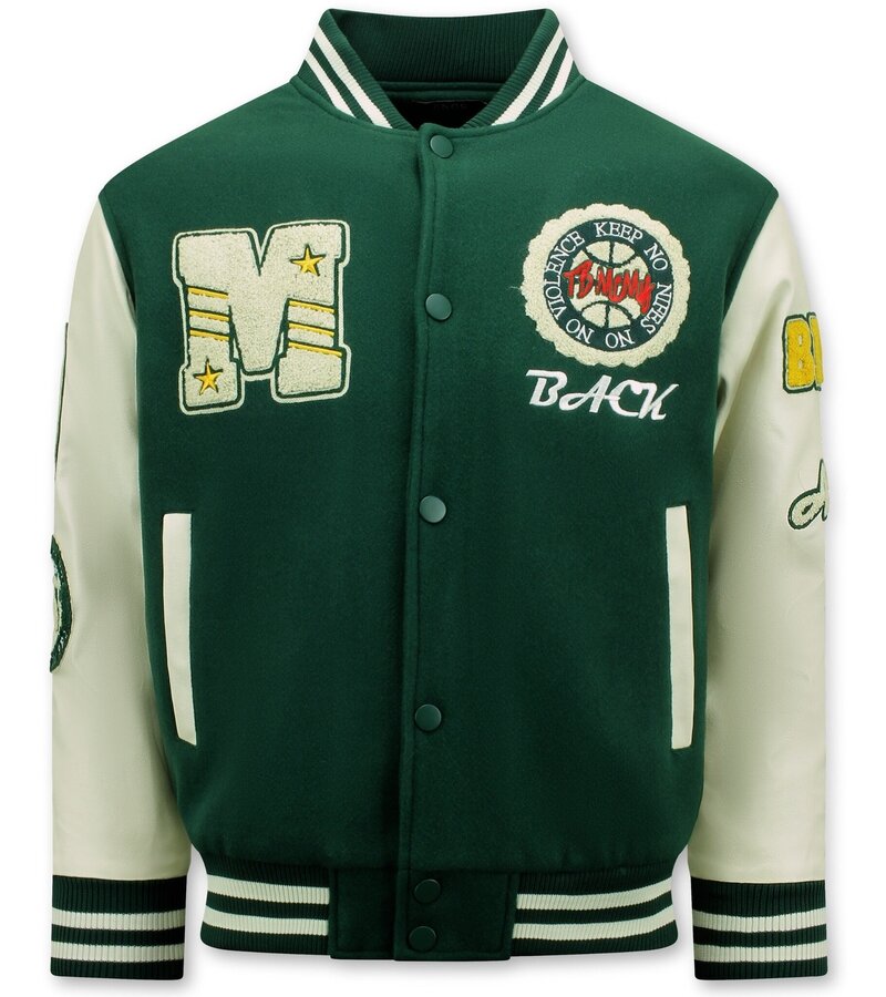 Enos Vintage Oversized Varsity Jacka för män - 7086 - Grön