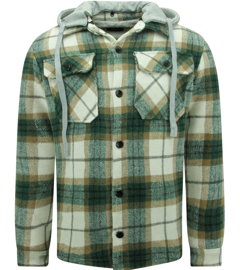 Enos Lumberjacket herr med huva -7091- Grön