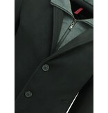 Enos Svart tailored kappa för män med huva Enos Svart tailored kappa för män med huva