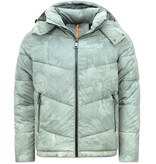 Enos Reflector Grey Puffer Jacket med huva för män