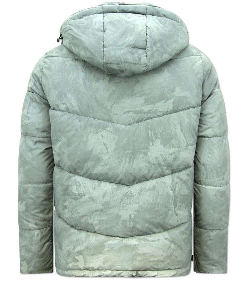 Enos Reflector Grey Puffer Jacket med huva för män