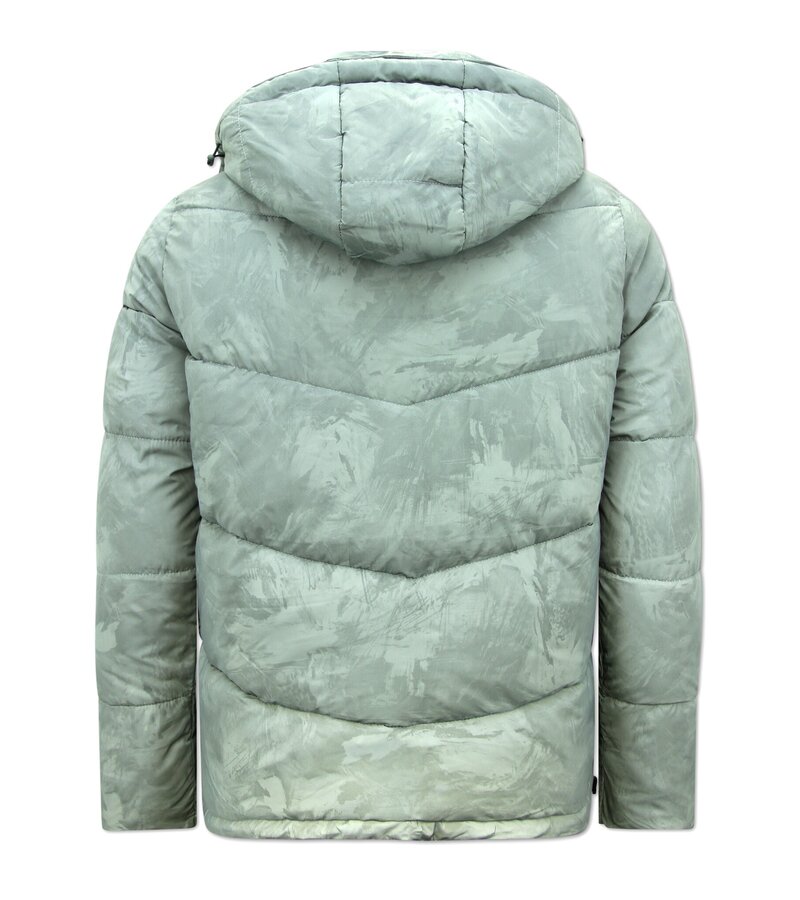 Enos Reflector Grey Puffer Jacket med huva för män