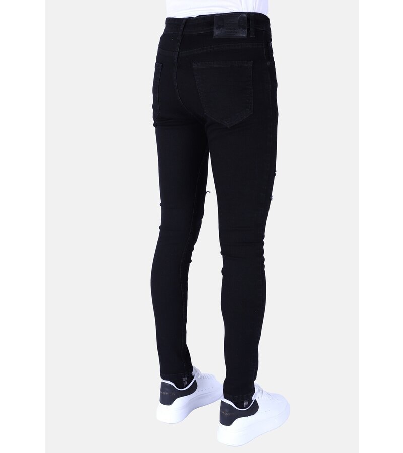 Local Fanatic Ripped Torn Jeans Herr - Slim Fit -1092- Svart