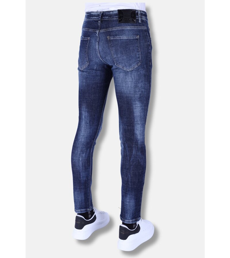 Local Fanatic Rippade Jeans För Män Slim Fit -1100 - Blå