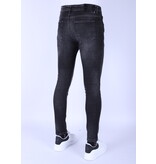 Local Fanatic Slim Fit Stone Wash jeans med hål för män -1102 - Grå