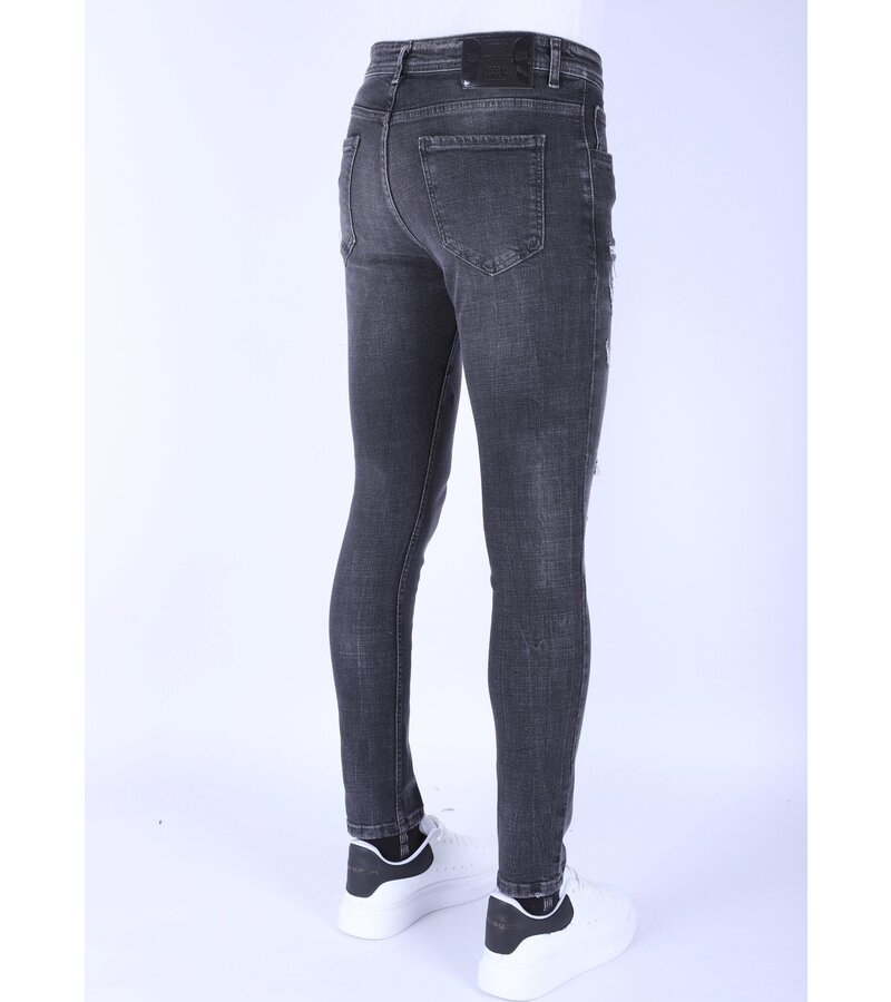 Local Fanatic Jeans för män med Rips Slim Fit -1099 - Grå