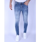 Local Fanatic Stentvättade Slim Fit Jeans För Män Med Stretch -1098 - Blå