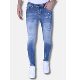 Local Fanatic Stentvättade Slim Fit Jeans För Män Med Stretch -1098 - Blå