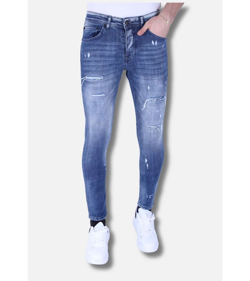 Local Fanatic Mörkblå Slim Fit Jeans För Män -1097 - Blå