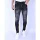 Stonewash Jeans Slim Fit För Män Med Revor - 1096 - Grå