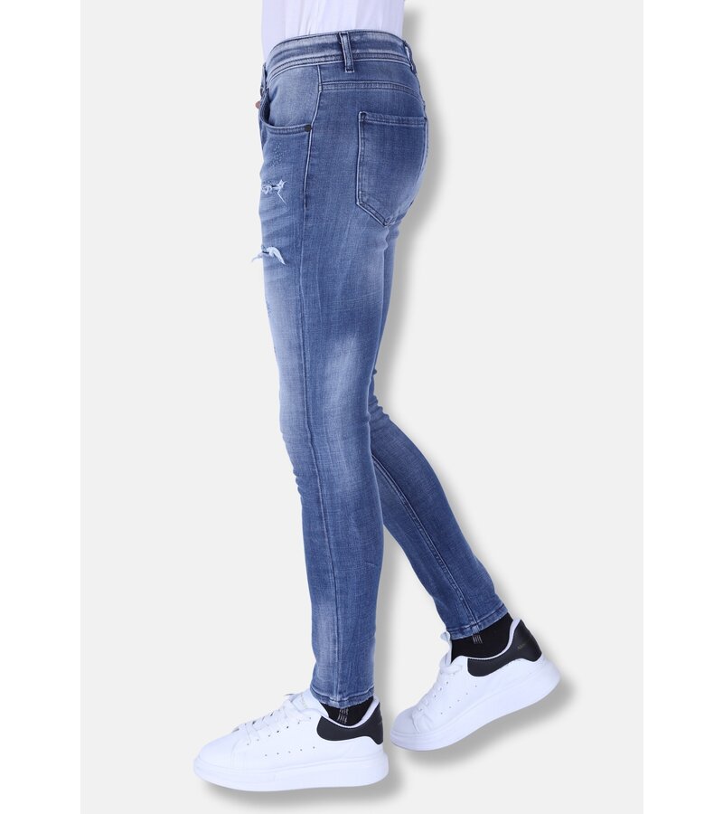 Local Fanatic Jeans För Män Slim Fit Med Revor - 1095 - Blå