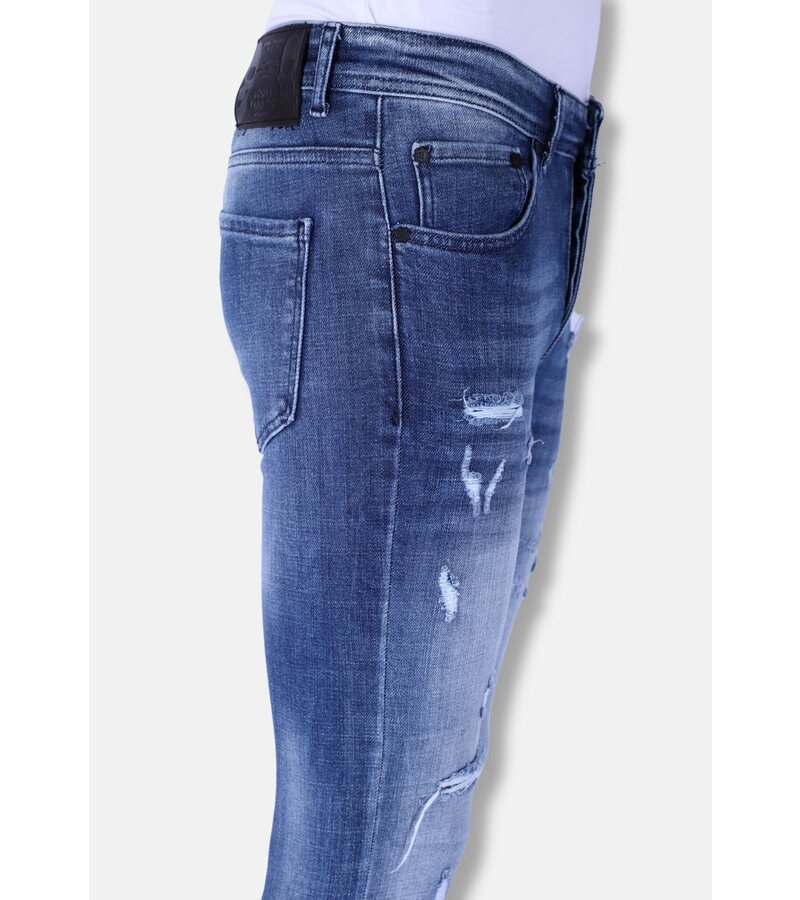 Local Fanatic Jeans Slim Fit För Män Med Blekt Tvätt - 1094 - Blå