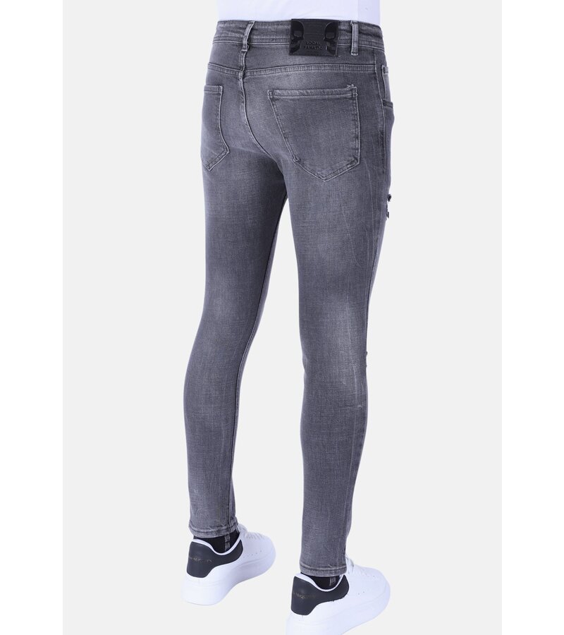 Local Fanatic Stentvättade Slim-Fit Herrjeans Med Stretch - 1093 - Grå