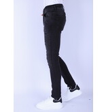 Local Fanatic Stone Washing Men Slim Fit Jeans med Stretch - Svart