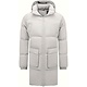 Lång pufferparkasjacka med avtagbar huva för män  - 3361 - Kräm/Vit