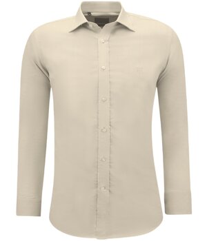 Gentile Bellini Trendig Oxford Blus Herr Vuxna Slim Fit - Ljusbrun