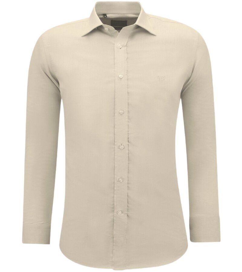 Gentile Bellini Trendig Oxford Blus Herr Vuxna Slim Fit - Ljusbrun