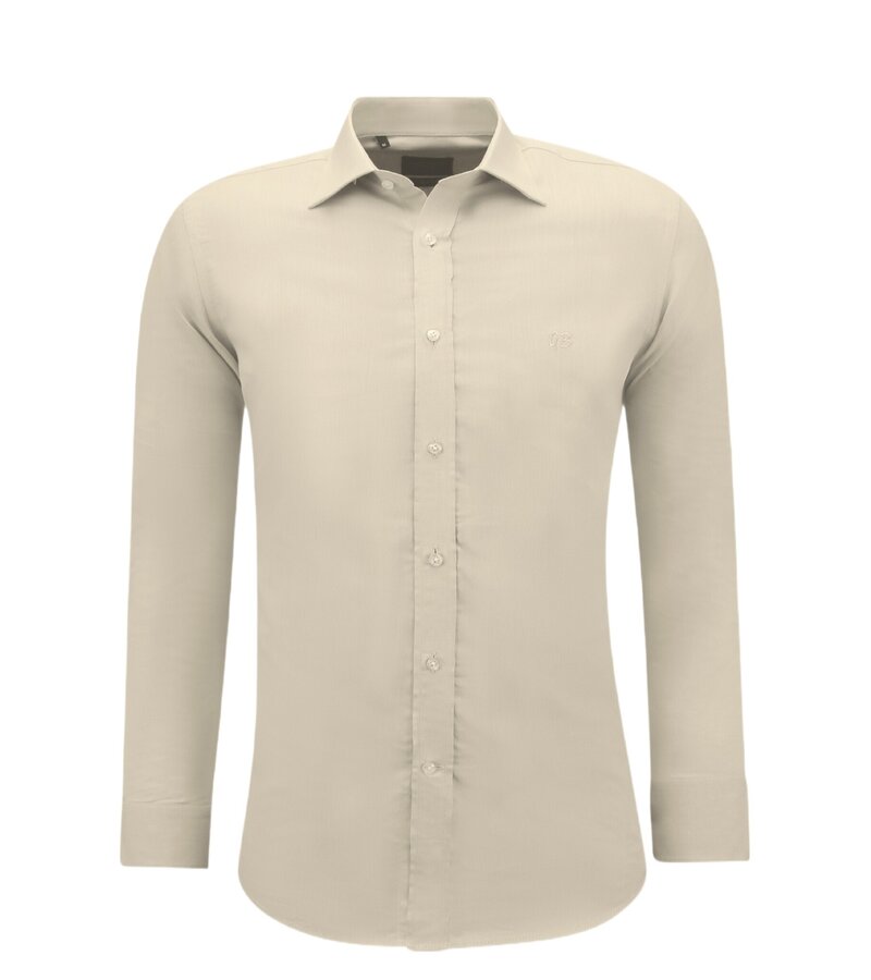 Gentile Bellini Trendig Oxford Blus Herr Vuxna Slim Fit - Ljusbrun