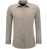 Gentile Bellini Herrskjortor Långärmade Enfärgade Oxford Slim Fit - Brun/Grå
