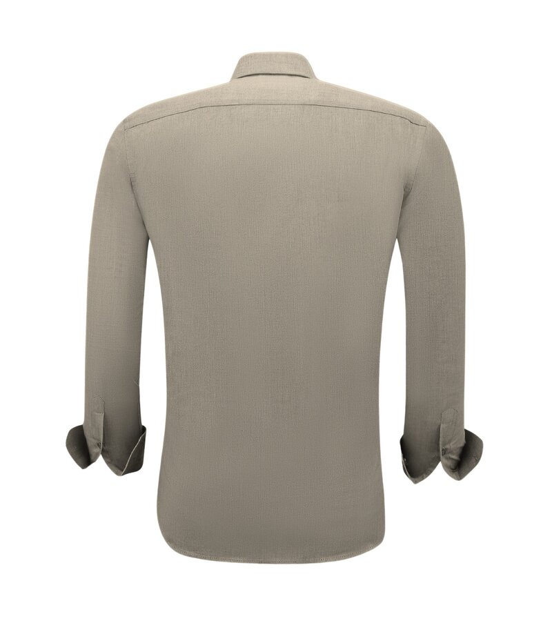 Gentile Bellini Herrskjortor Långärmade Enfärgade Oxford Slim Fit - Brun/Grå