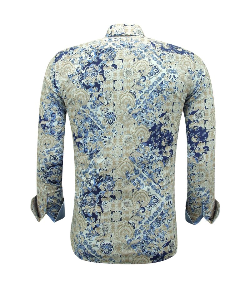 Gentile Bellini Herrtrycksskjortor Långärmade Slim fit - 3140 - Blå