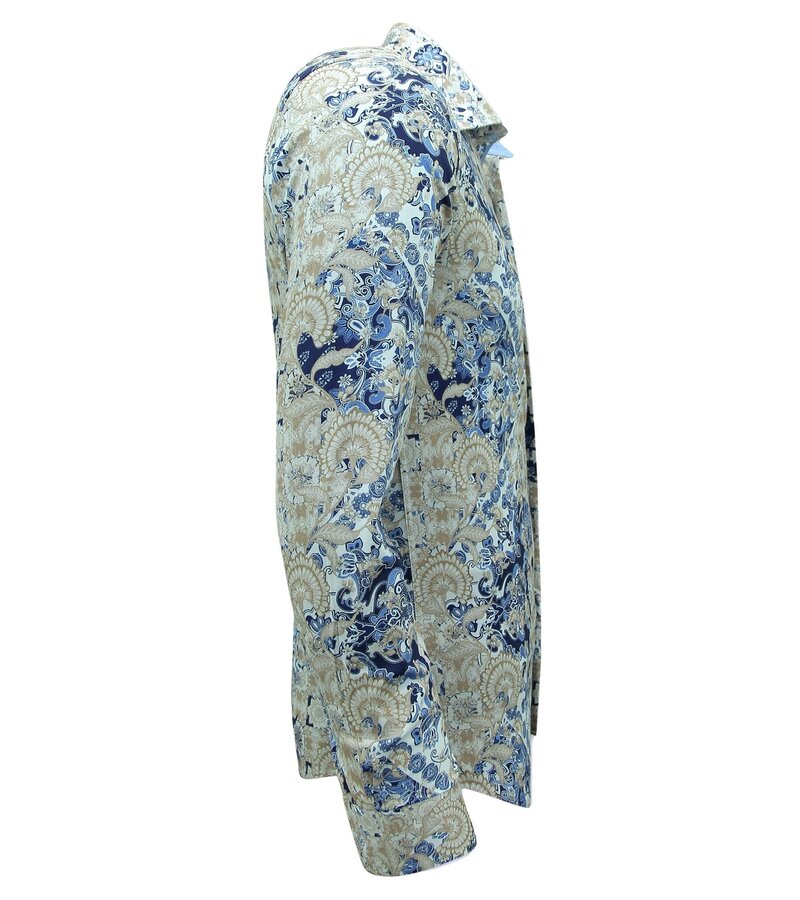 Gentile Bellini Herrtrycksskjortor Långärmade Slim fit - 3140 - Blå