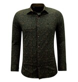 Gentile Bellini Skjortor för män Långärmad med tryck Slim Fit- 3145 - Brun