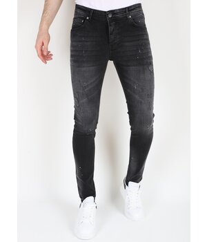 LF Svarta Slim Fit Stretchjeans med hål för män - MM113