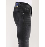 LF  Svarta Slim Fit Stretchjeans med hål för män - MM113