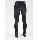LF  Svarta Slim Fit Stretchjeans med hål för män - MM113