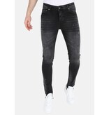 Mario Morato  Svarta Slim Fit Stretchjeans med hål för män - MM113