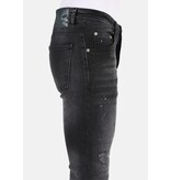 LF  Svarta Slim Fit Stretchjeans med hål för män - MM113
