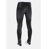 Mario Morato  Svarta Slim Fit Stretchjeans med hål för män - MM113