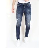 LF Slim Fit-jeans med färgstänk för män -MM115- Blå