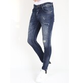 LF Slim Fit-jeans med färgstänk för män -MM115- Blå