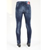 LF Slim Fit-jeans med färgstänk för män -MM115- Blå