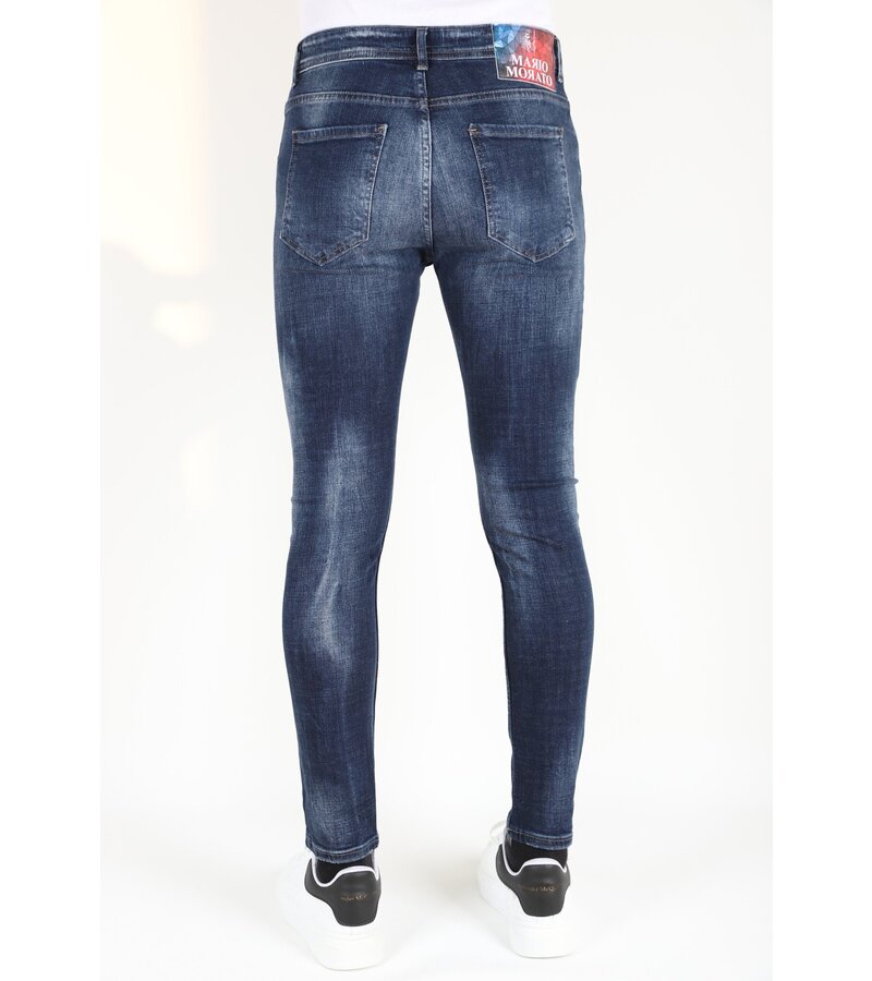 Mario Morato Slim Fit-jeans med färgstänk för män -MM115- Blå
