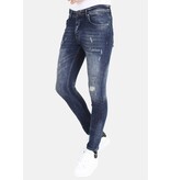 Mario Morato Slim Fit-jeans med färgstänk för män -MM115- Blå