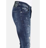 Mario Morato Slim Fit-jeans med färgstänk för män -MM115- Blå