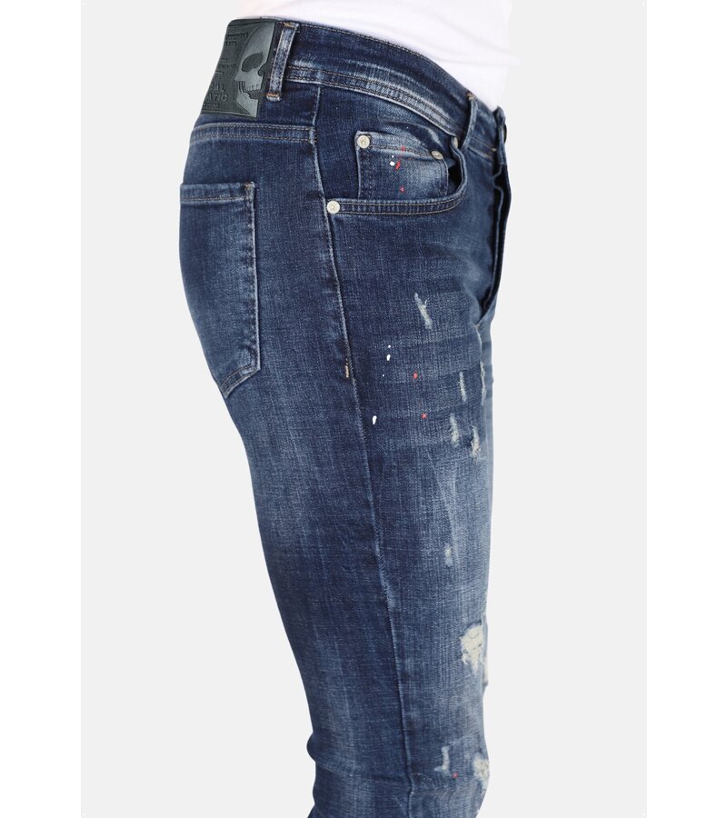 Mario Morato Slim Fit-jeans med färgstänk för män -MM115- Blå
