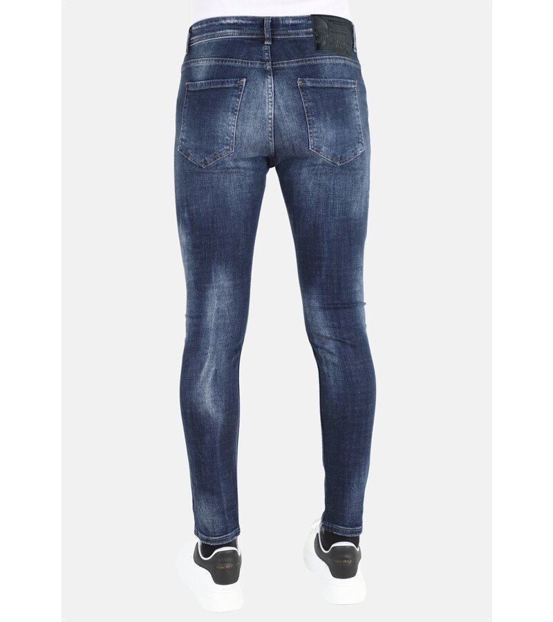 LF Slim Fit-jeans med färgstänk för män -MM115- Blå