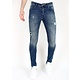 Blå Slim Fit Jeans med Tårar Herr -MM118- Blå