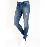 Mario Morato Blå Slim Fit Jeans med Tårar Herr -MM118- Blå